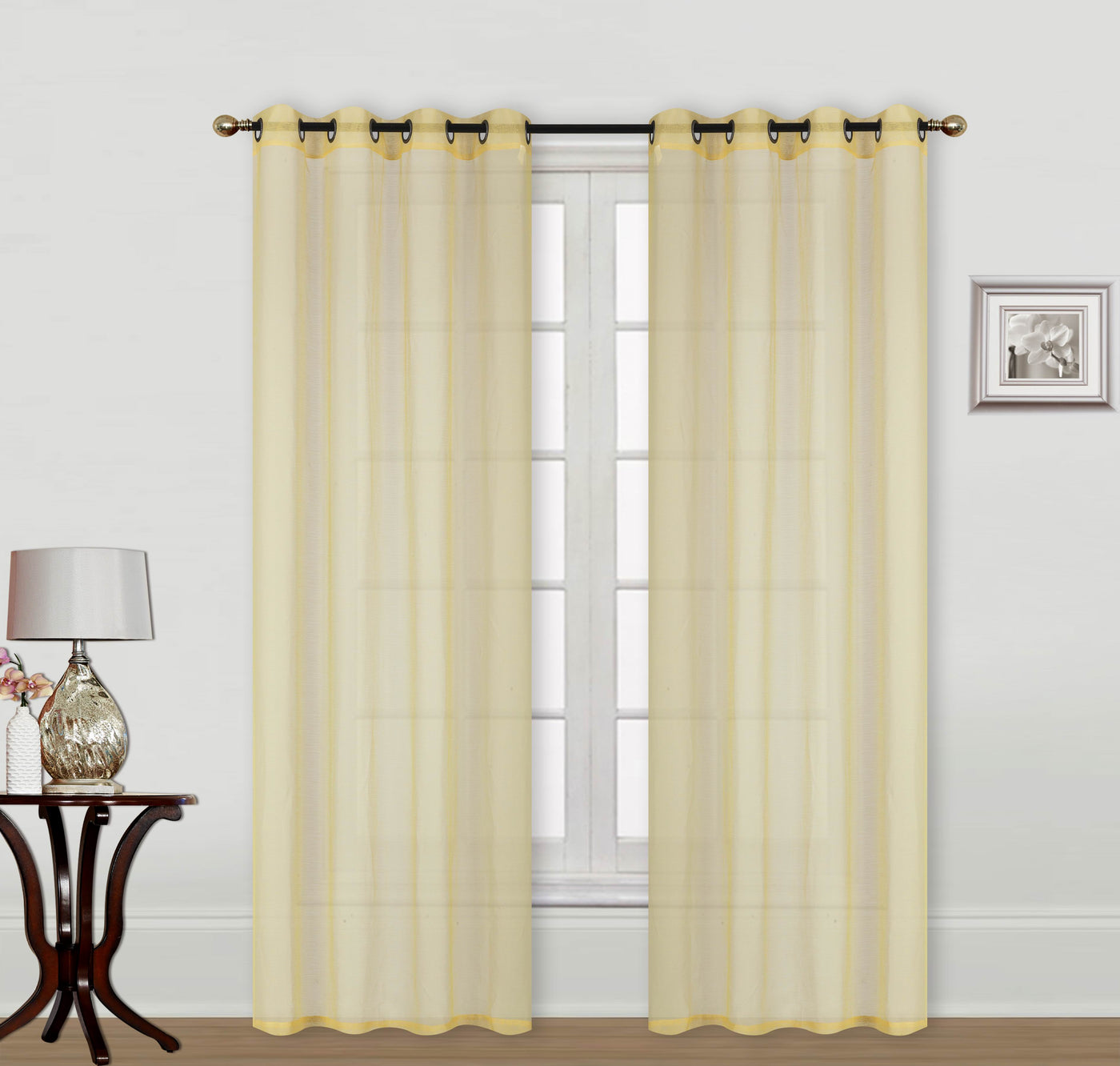 2 Piece Sheer Voile Window Curtain Grommet Panels Light Filtering | Jenin Home Furnishing.