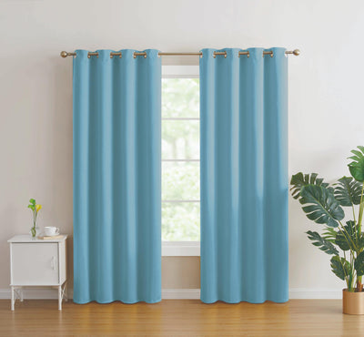 2pc Solid Grommet Thermal Insulated Window Curtain Panels Room Darkening Blackout 95" | Jenin Home Furnishing.