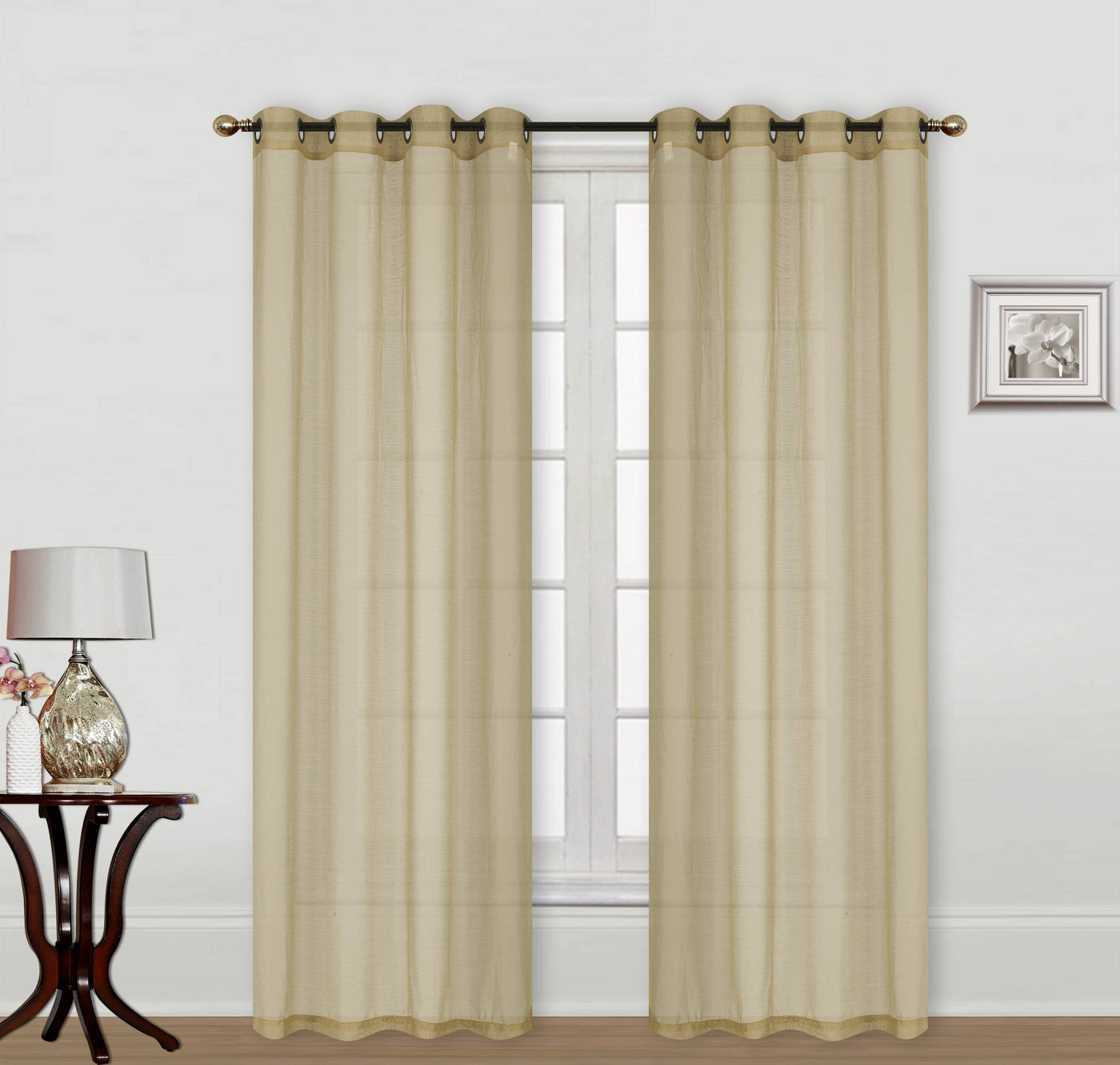 2 Piece Sheer Voile Window Curtain Grommet Panels Light Filtering | Jenin Home Furnishing.