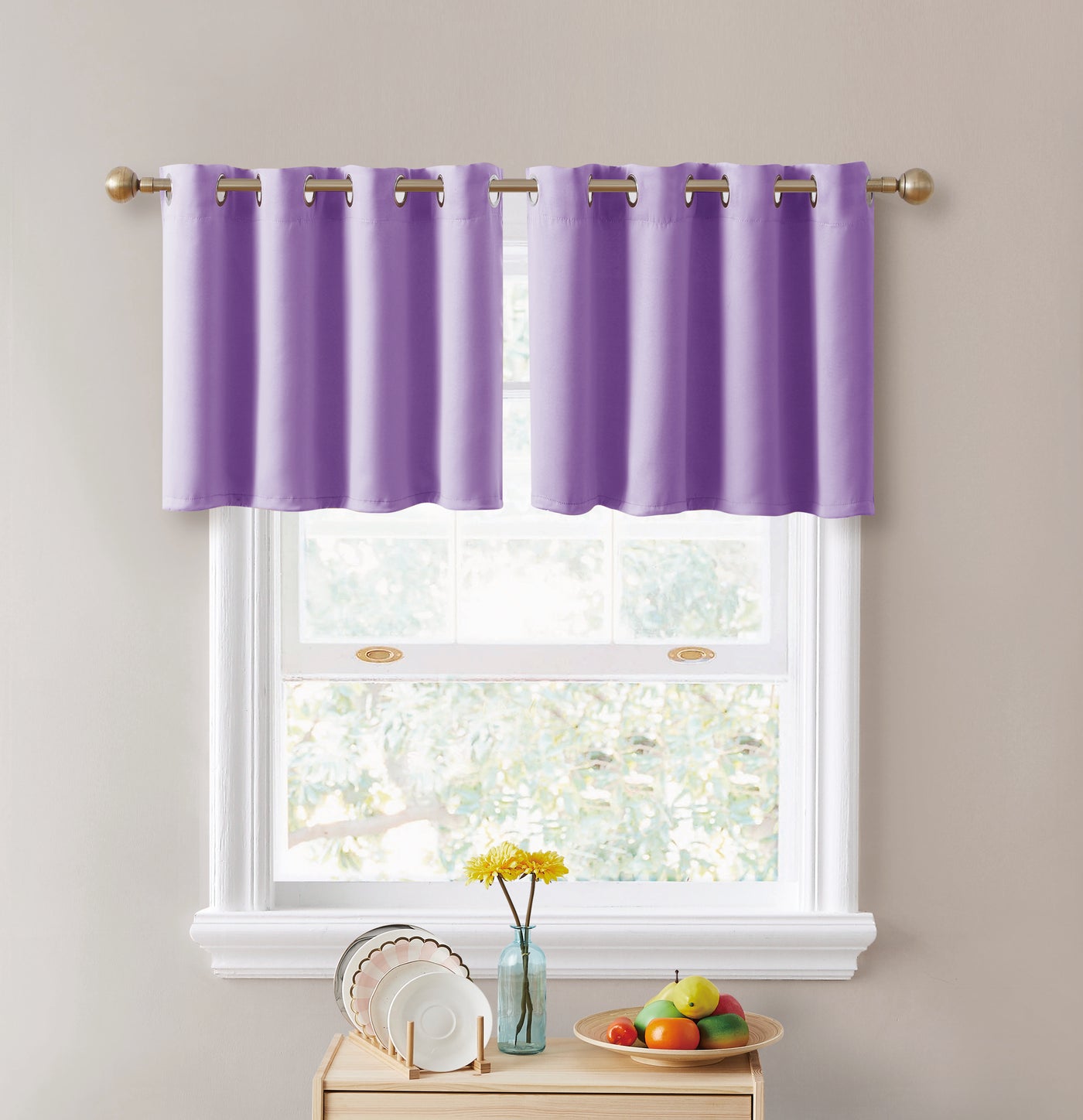 2pc Solid Grommet Thermal Insulated Window Curtain Panels Room Darkening Blackout 24" | Jenin Home Furnishing.