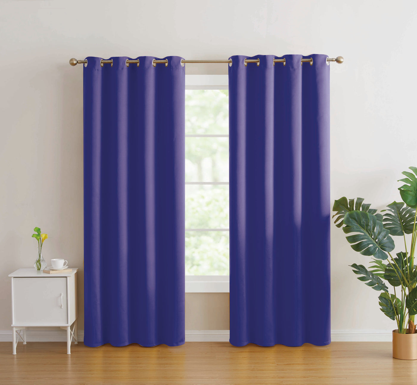 2pc Solid Grommet Thermal Insulated Window Curtain Panels Room Darkening Blackout 84" | Jenin Home Furnishing.