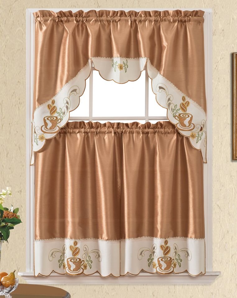 BT528-GOLD POLYESTER KITCHEN CURTAIN