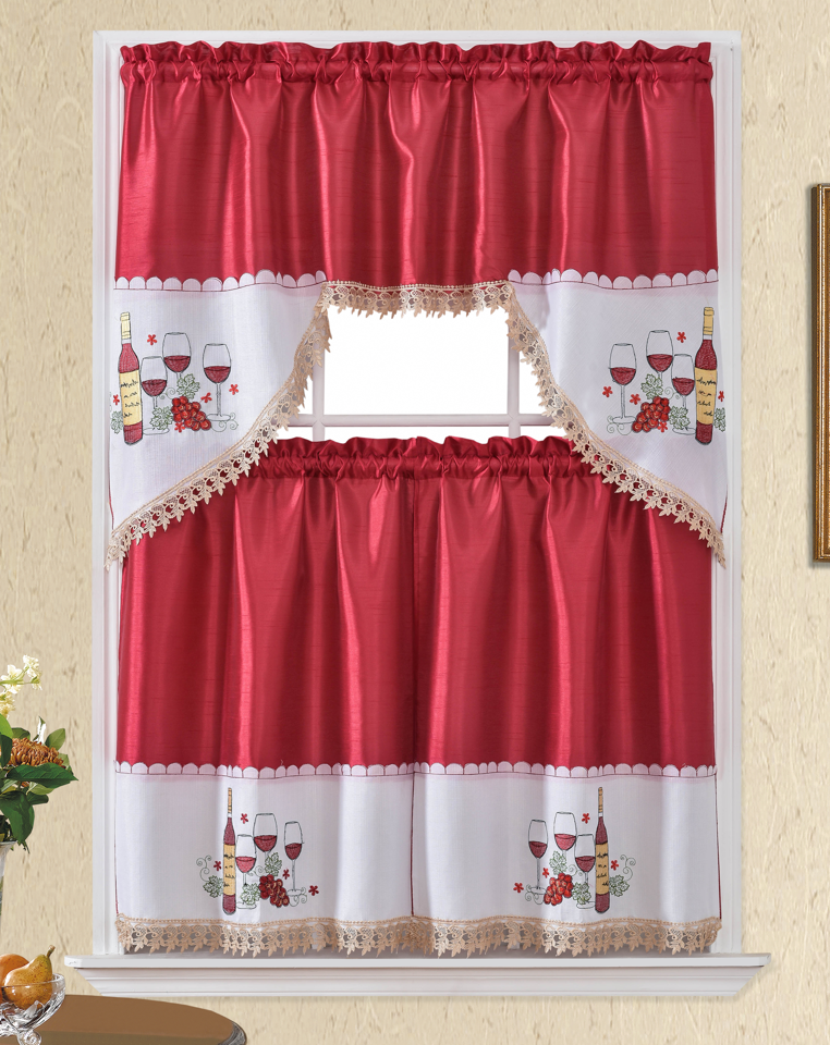 BT541-BURG. POLYESTER KITCHEN CURTAIN