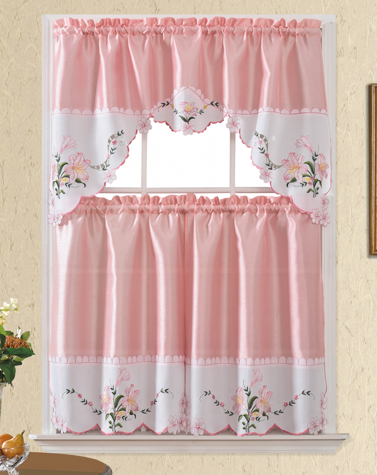 BT544-PINK POLYESTER KITCHEN CURTAIN