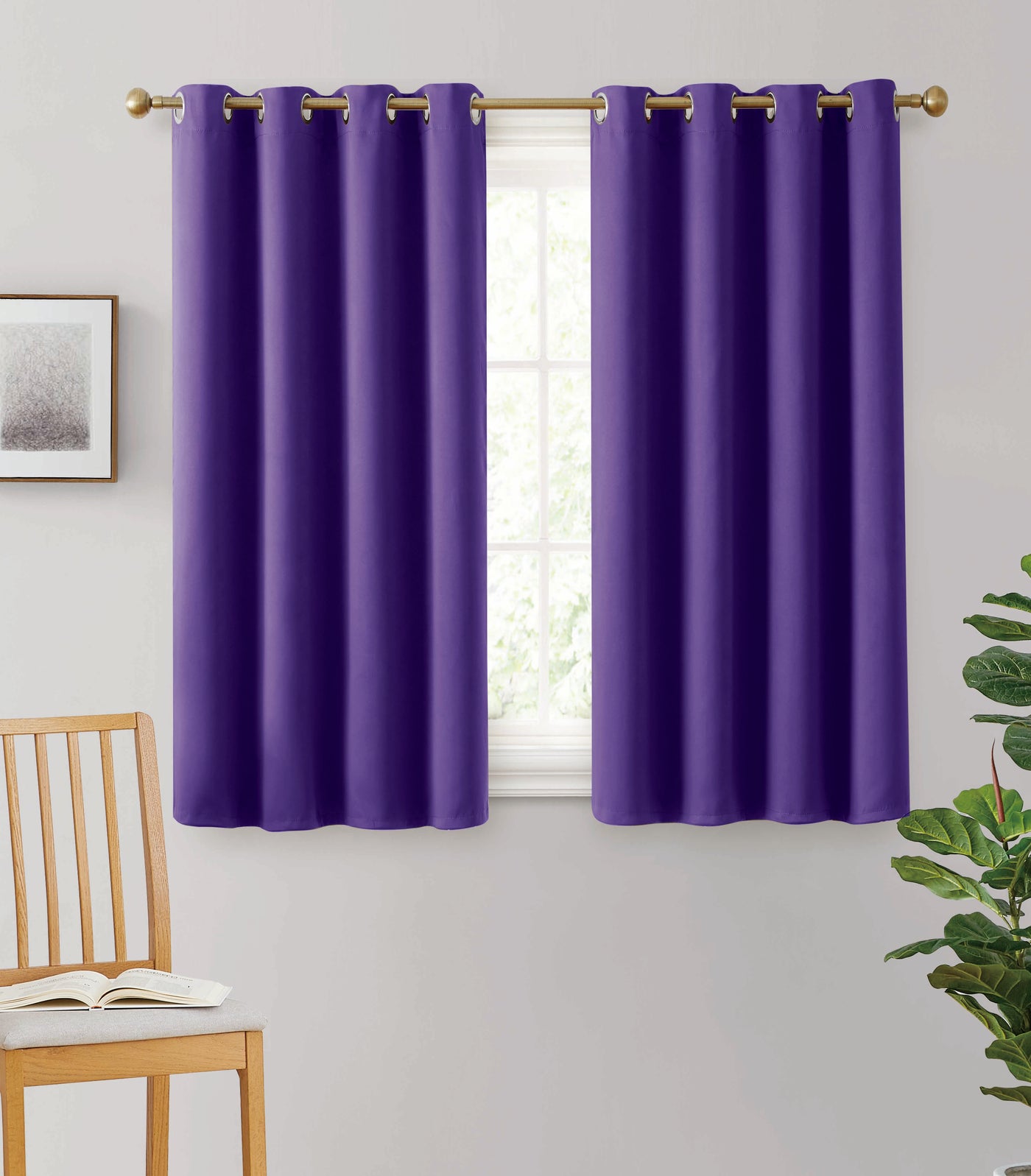 2pc Solid Grommet Thermal Insulated Window Curtain Panels Room Darkening Blackout 54"