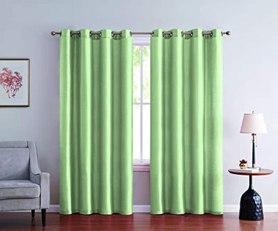 2pc Solid Faux Silk Grommet Top Curtains for Bedroom Room Darkening Panels Window Treatment Drapes - Jenin-Home-Furnishing.CURTAINS