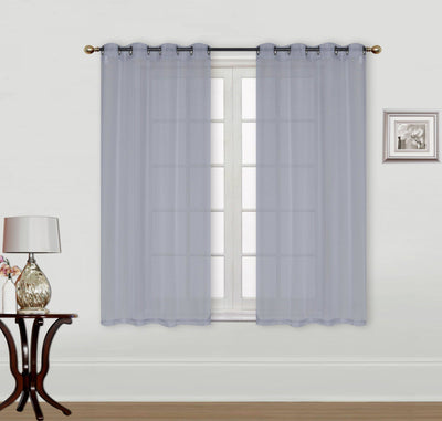 2 Piece Sheer Voile Window Curtain Grommet Panels Light Filtering