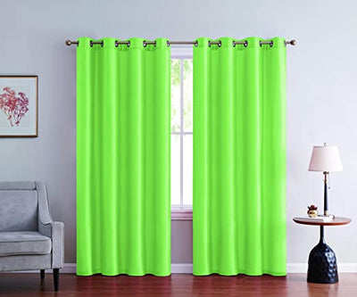 2pc Faux Silk Solid Semi Sheer Curtain Panel Grommet Hemmed Living Room Curtains for Bedroom - Jenin-Home-Furnishing.CURTAINS