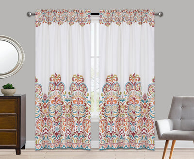 2pc Room Darkening Window Curtain Colorful Paisley Pattern Set Energy Saver Hemmed - Jenin-Home-Furnishing.CURTAINS