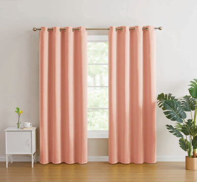 2pc Solid Grommet Thermal Insulated Window Curtain Panels Room Darkening Blackout 84"