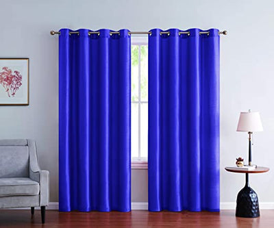 2pc Faux Silk Solid Semi Sheer Curtain Panel Grommet Hemmed Living Room Curtains for Bedroom - Jenin-Home-Furnishing.CURTAINS