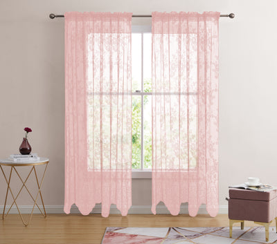 2pc Alison Sheer Flower Floral Lace Rod Pocket Curtain Panel Window Treatment Set | Jenin Home Furnishing.