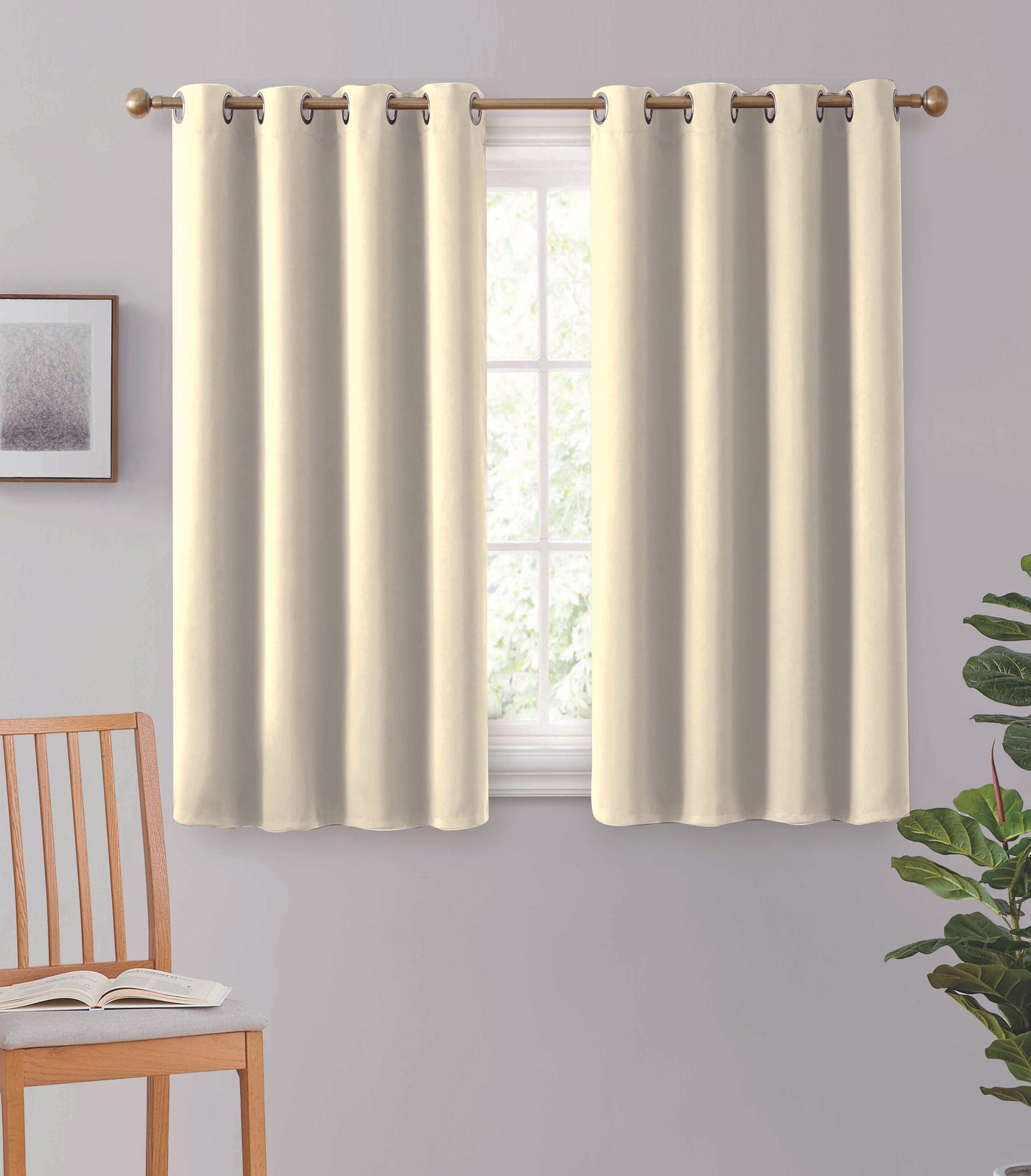 2pc Solid Grommet Thermal Insulated Window Curtain Panels Room Darkening Blackout 45" - Jenin-Home-Furnishing.CURTAINS