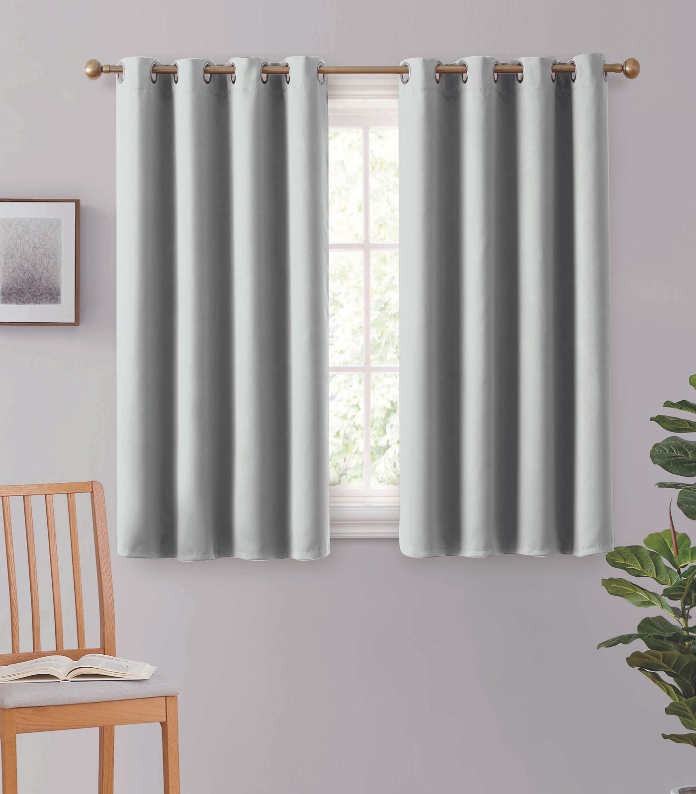 2pc Solid Grommet Thermal Insulated Window Curtain Panels Room Darkening Blackout 54" - Jenin-Home-Furnishing.CURTAINS