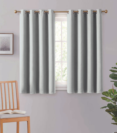 2pc Solid Grommet Thermal Insulated Window Curtain Panels Room Darkening Blackout 45" - Jenin-Home-Furnishing.CURTAINS