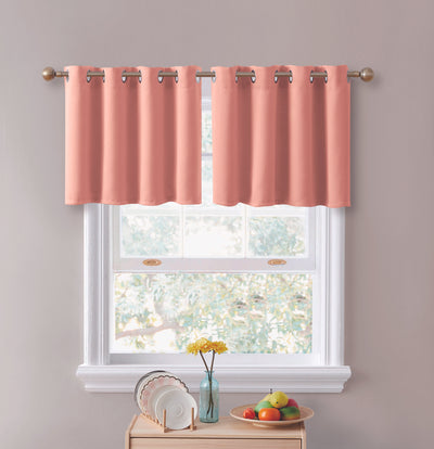 2pc Solid Grommet Thermal Insulated Window Curtain Panels Room Darkening Blackout 24" - Jenin-Home-Furnishing.CURTAINS