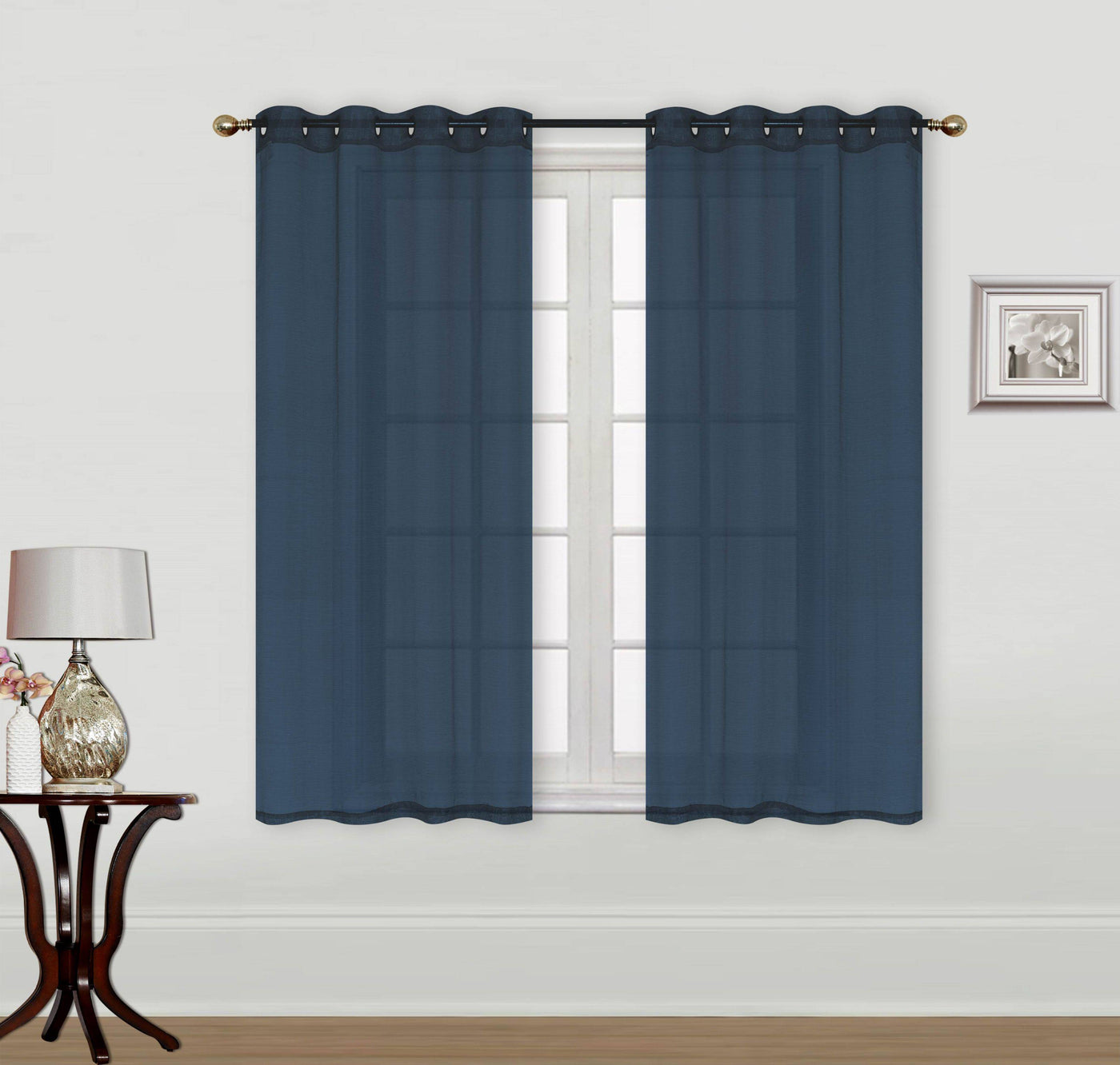 2 Piece Sheer Voile Window Curtain Grommet Panels Light Filtering
