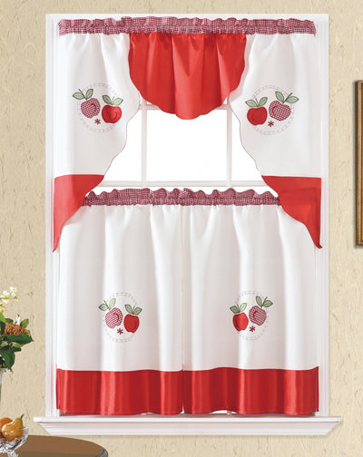 apple kitchen valance; cortina de cocina; cortinas para cocicna elegantes modernas; cortinas para cocinca; kitchen curtain; kitchen curtains and valance set