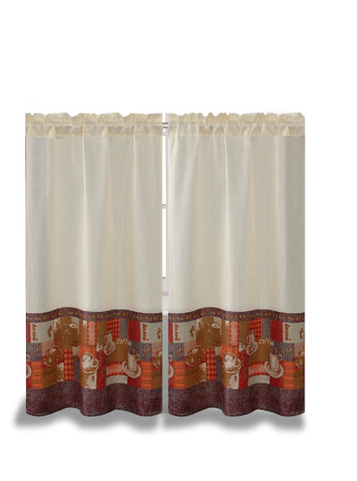 3pc Printed Rod Pocket Kitchen Curtain Tier Swag Valance Set