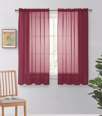 Solid Voile Rod Pocket Sheer Curtains for Bedroom Drapes Set of 2 54" Curtains for Bedroom Panels Window Treatment Home Decor 54" - Jenin-Home-Furnishing.CURTAINS