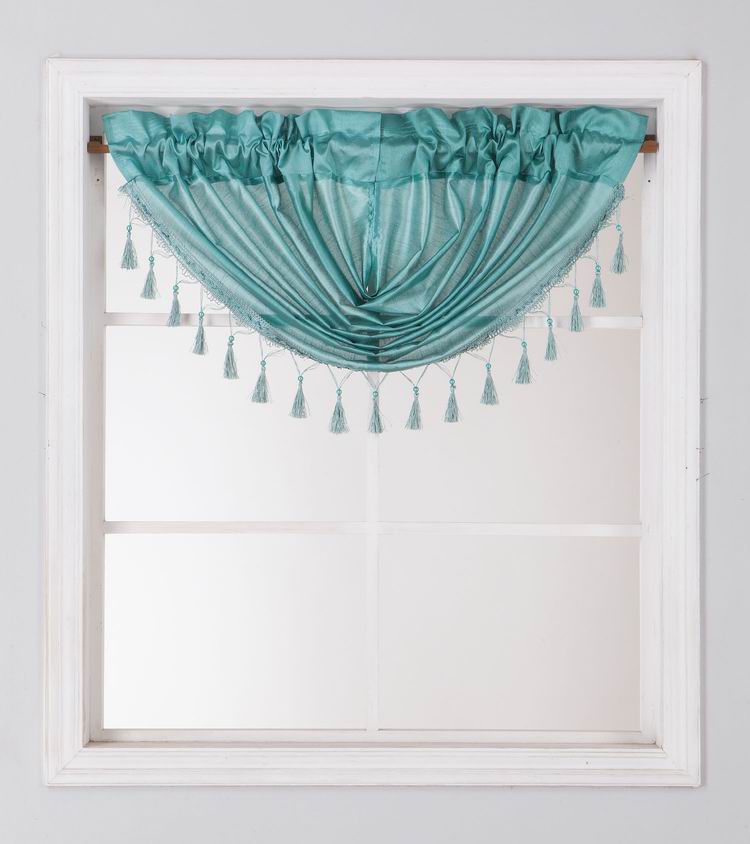 1PC Waterfall Valance for Curtains & Drapes Rod Pocket Beaded Curtain Valence - Jenin-Home-Furnishing.CURTAINS