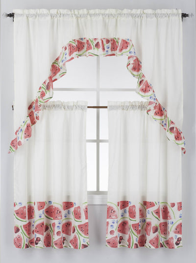 3pc Printed Rod Pocket Kitchen Curtain Tier Swag Valance Set - Jenin-Home-Furnishing.CURTAINS