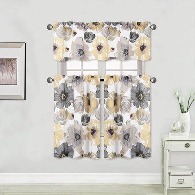 Leah Floral Printed Blackout Rod Pocket Kitchen Curtain - Jenin-Home-Furnishing.CURTAINS
