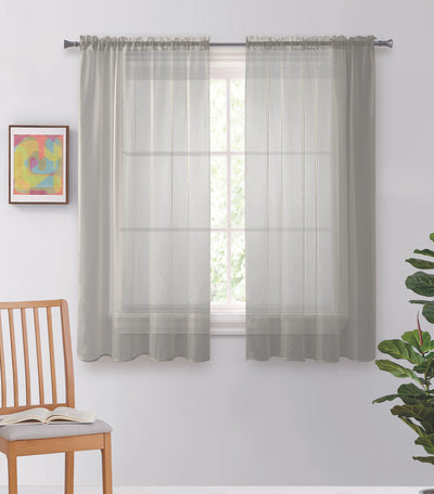 Solid Voile Rod Pocket Sheer Curtains for Bedroom Drapes Set of 2 63" Curtains for Bedroom Panels Window Treatment Home Decor 63" - Jenin-Home-Furnishing.CURTAINS