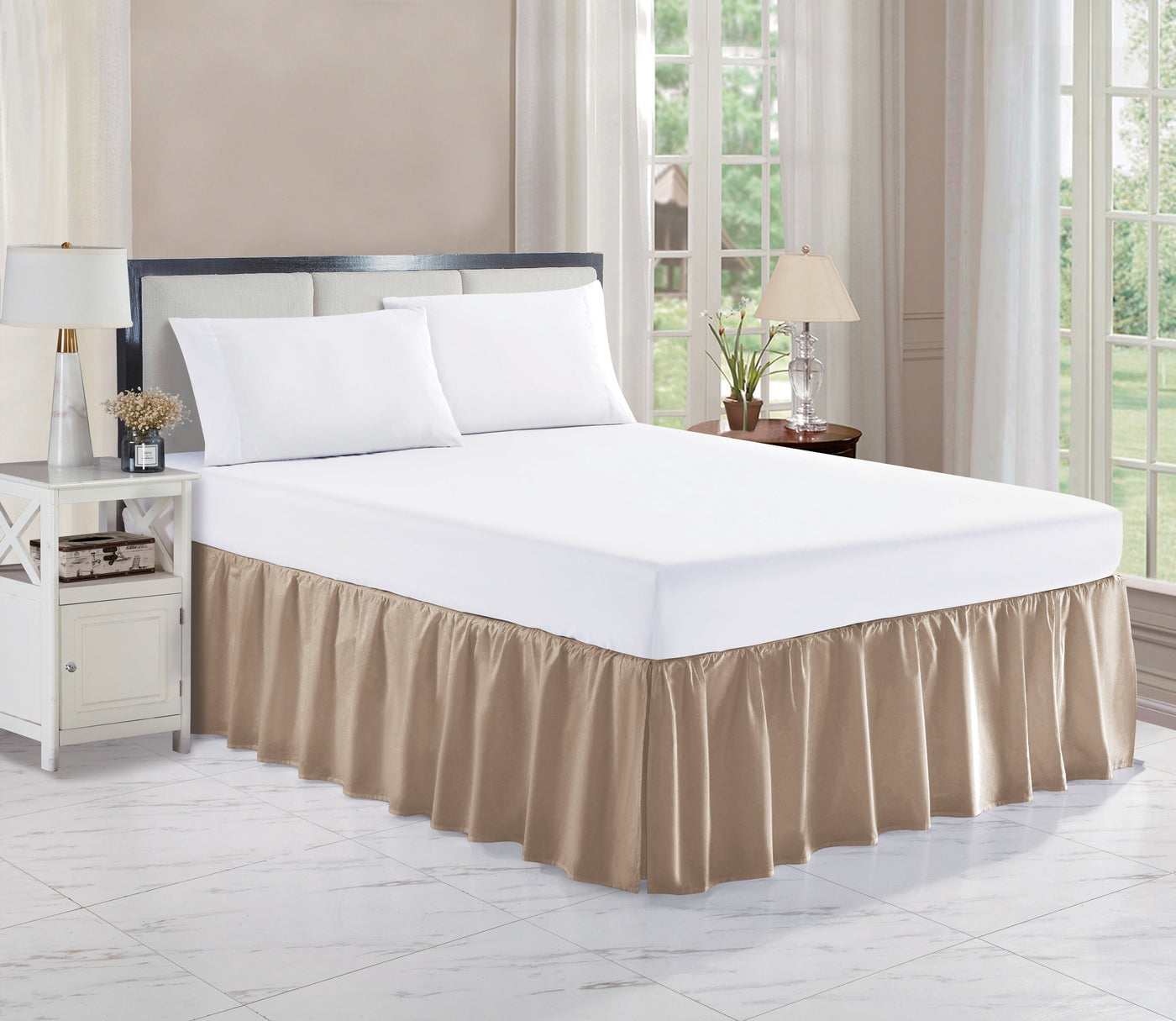 15-inch Cotton Dust Ruffle Split Bed Skirt - Jenin-Home-Furnishing.CURTAINS