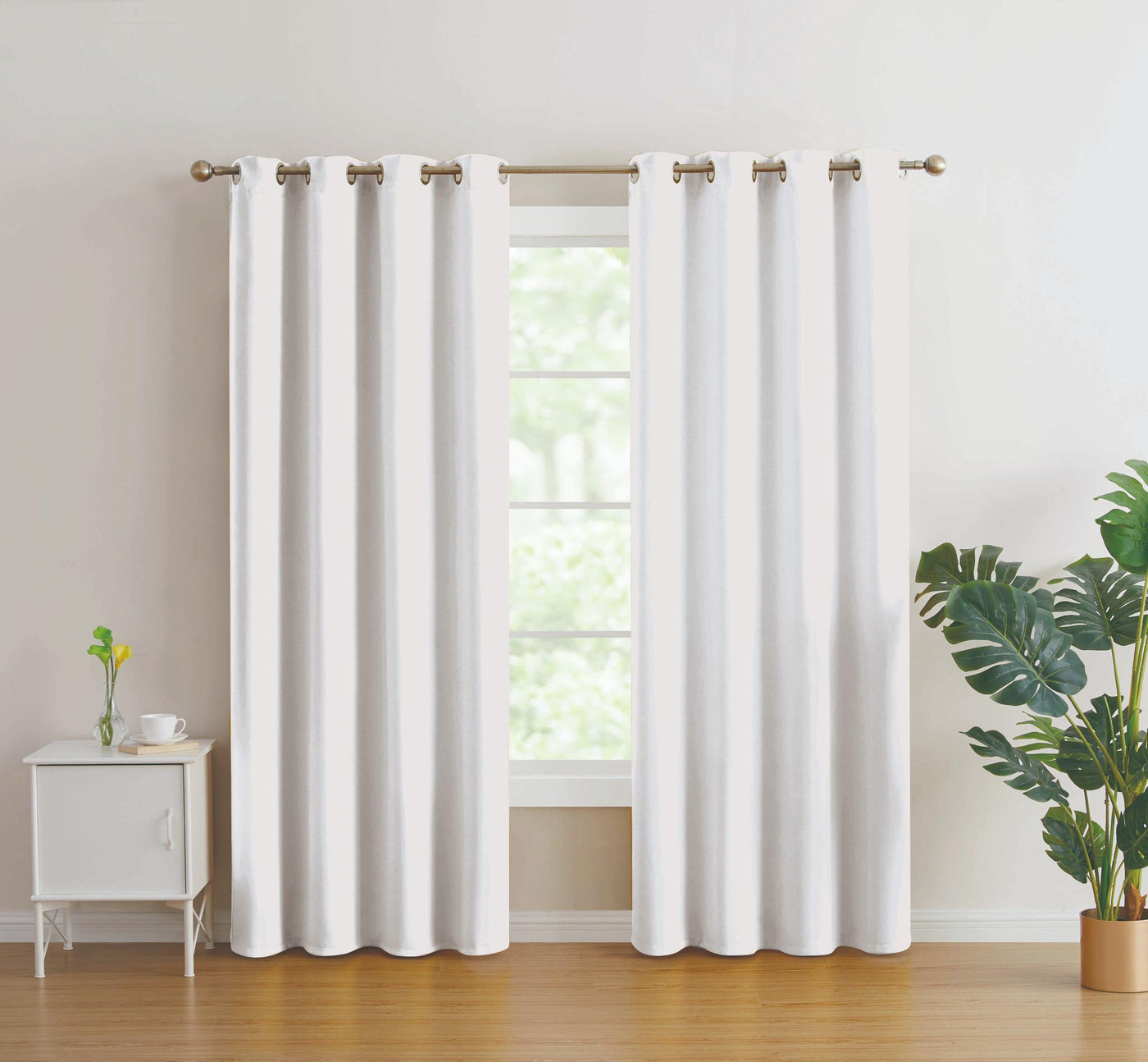 2pc Solid Grommet Thermal Insulated Window Curtain Panels Room Darkening Blackout 108"