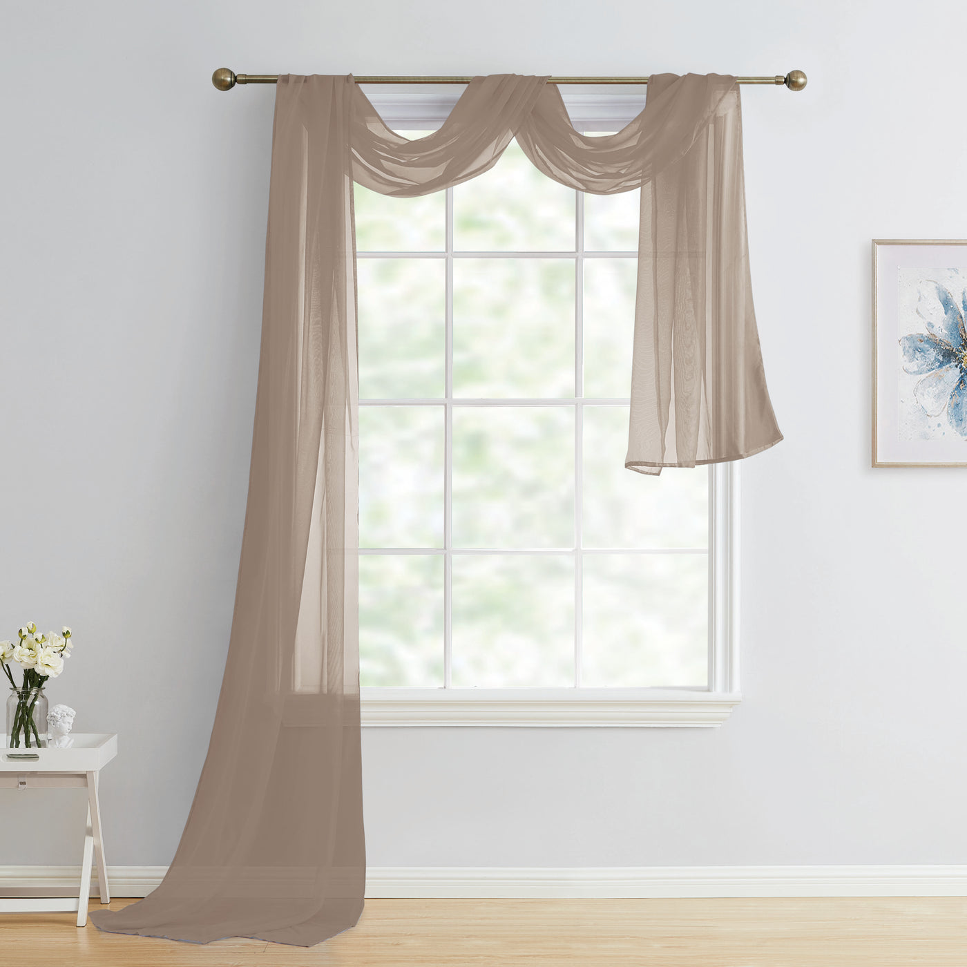 Solid Sheer Scarf For Window Treatment Decorative Wedding Valance Curtain 37 x 216" | Jenin Home Furnishing.