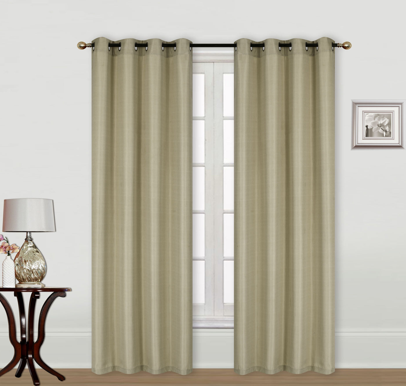 Home Curtains Solid Linen Wide Window Curtain Panel Pair with Grommet Top Window Treatment