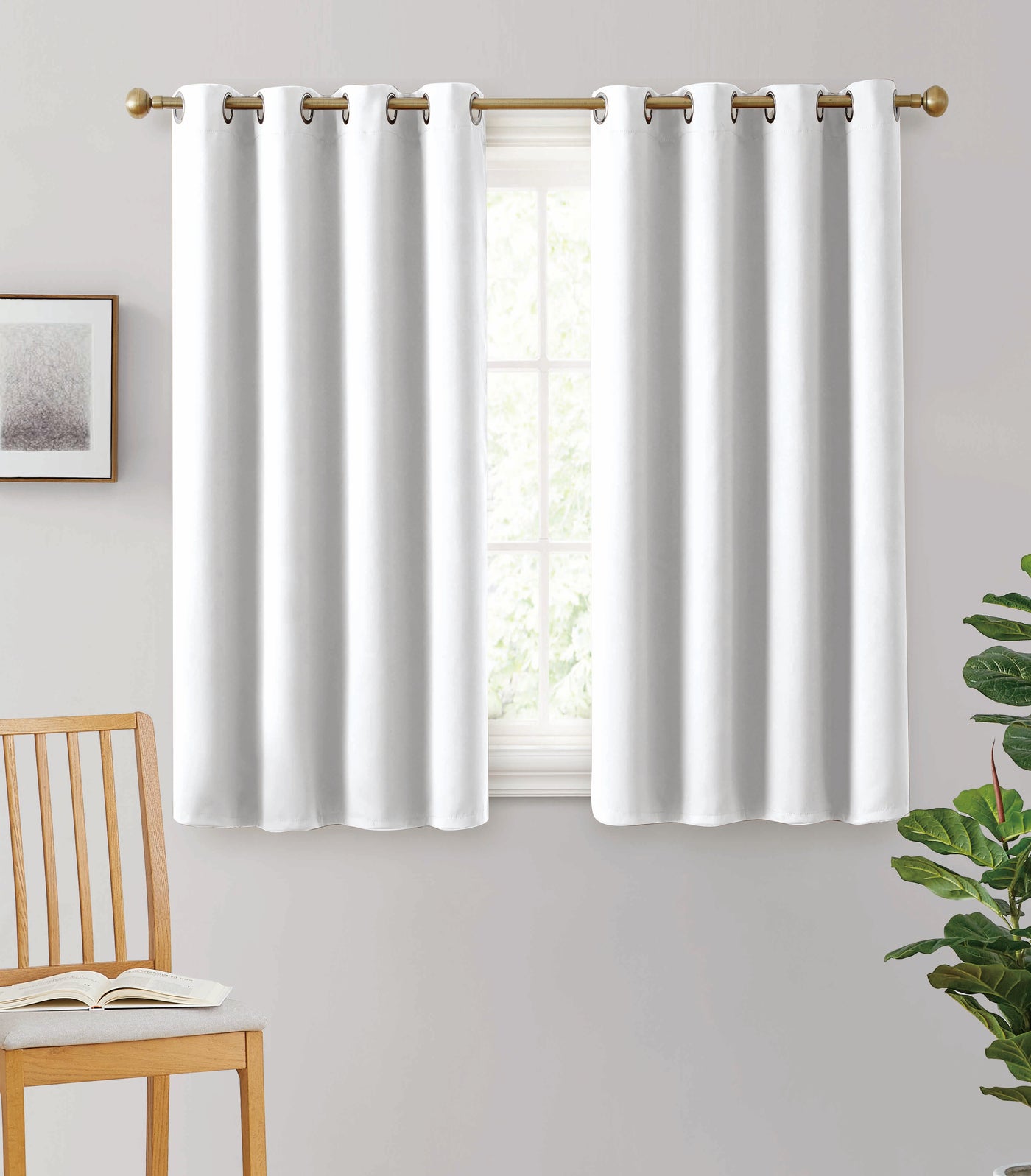 2pc Solid Grommet Thermal Insulated Window Curtain Panels Room Darkening Blackout 45"