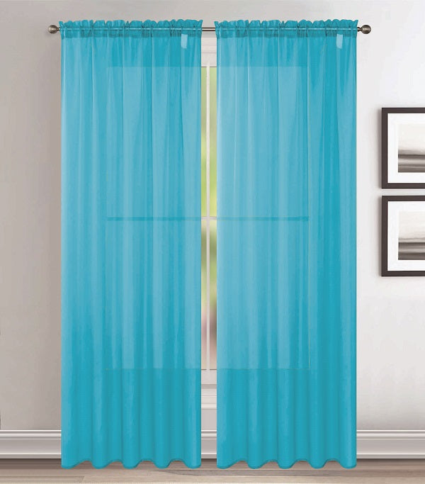 Solid Voile Rod Pocket Sheer Curtains for Bedroom Drapes Set of 2 90" Curtains for Bedroom Panels Window Treatment Home Decor 90" | Jenin Home Furnishing.