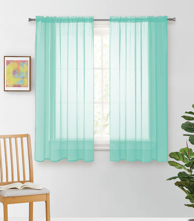 Solid Voile Rod Pocket Sheer Curtains for Bedroom Drapes Set of 2 63" Curtains for Bedroom Panels Window Treatment Home Decor 63" | Jenin Home Furnishing.