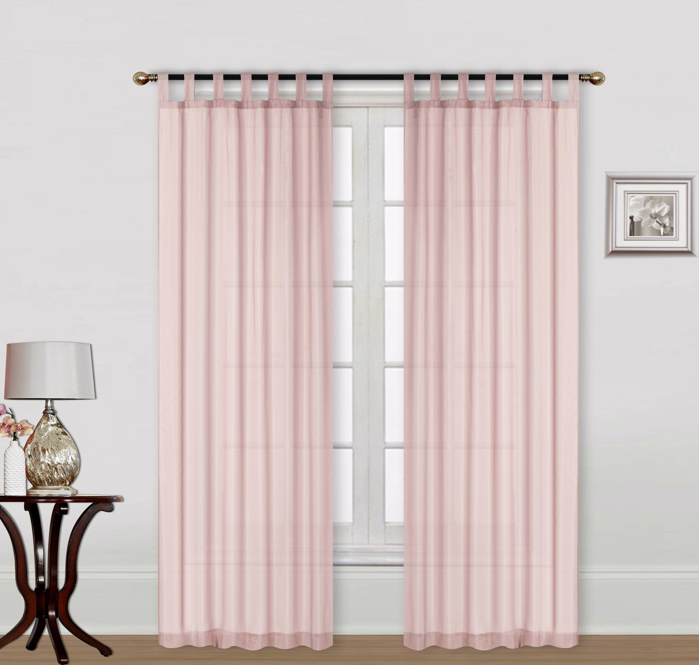 Texture Semi-Sheer Tab Top Curtain Panel Trevor Light Filtering Soft White