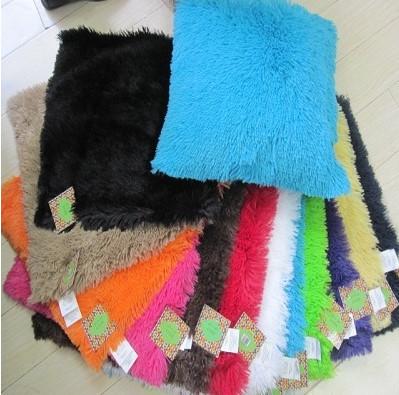 Plush Faux Fur Decorative Throw Pillow Shaggy Cushion Fluffy Soft Cushion 14" Square Throw