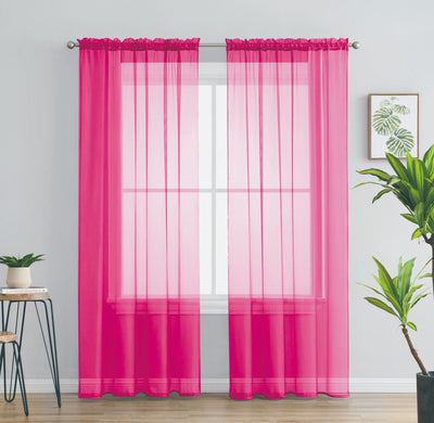 Solid Voile Rod Pocket Sheer Curtains for Bedroom Drapes Set of 2 84" Curtains for Bedroom Panels Window Treatment Home Decor 84" - Jenin-Home-Furnishing.CURTAINS