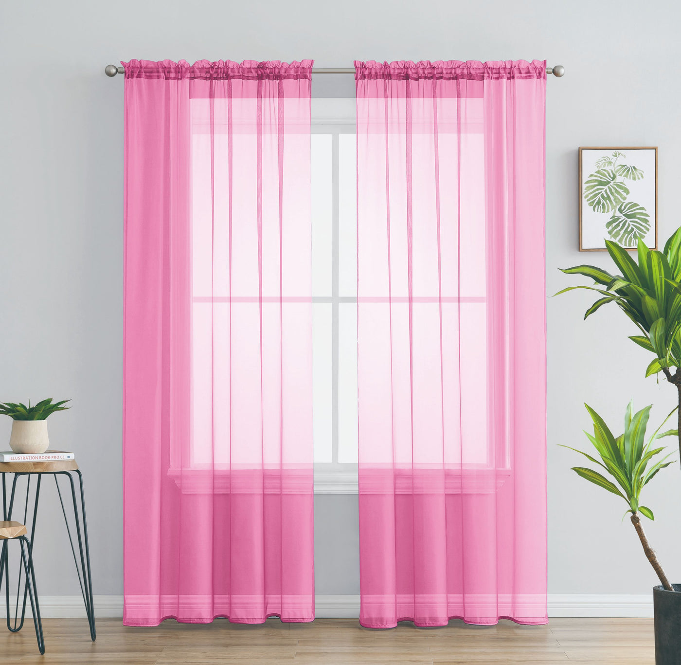 Solid Voile Rod Pocket Sheer Curtains for Bedroom Drapes Set of 2 90" Curtains for Bedroom Panels Window Treatment Home Decor 90" - Jenin-Home-Furnishing.CURTAINS