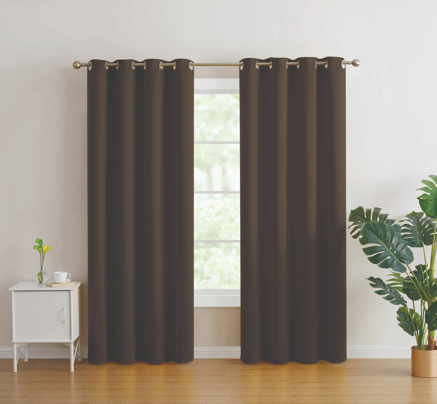 2pc Solid Grommet Thermal Insulated Window Curtain Panels Room Darkening Blackout 95"