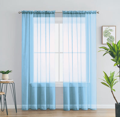 Solid Voile Rod Pocket Sheer Curtains for Bedroom Drapes Set of 2 84" Curtains for Bedroom Panels Window Treatment Home Decor 84" - Jenin-Home-Furnishing.CURTAINS