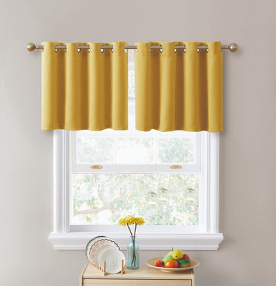 2pc Solid Grommet Thermal Insulated Window Curtain Panels Room Darkening Blackout 24"