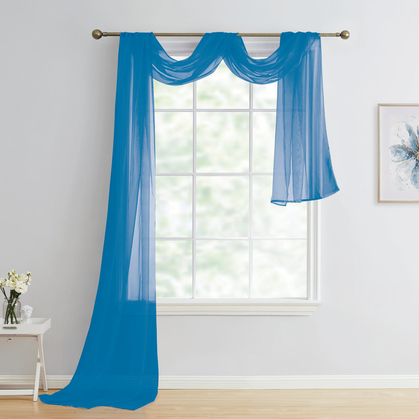 Solid Sheer Scarf For Window Treatment Decorative Wedding Valance Curtain 37 x 216" | Jenin Home Furnishing.