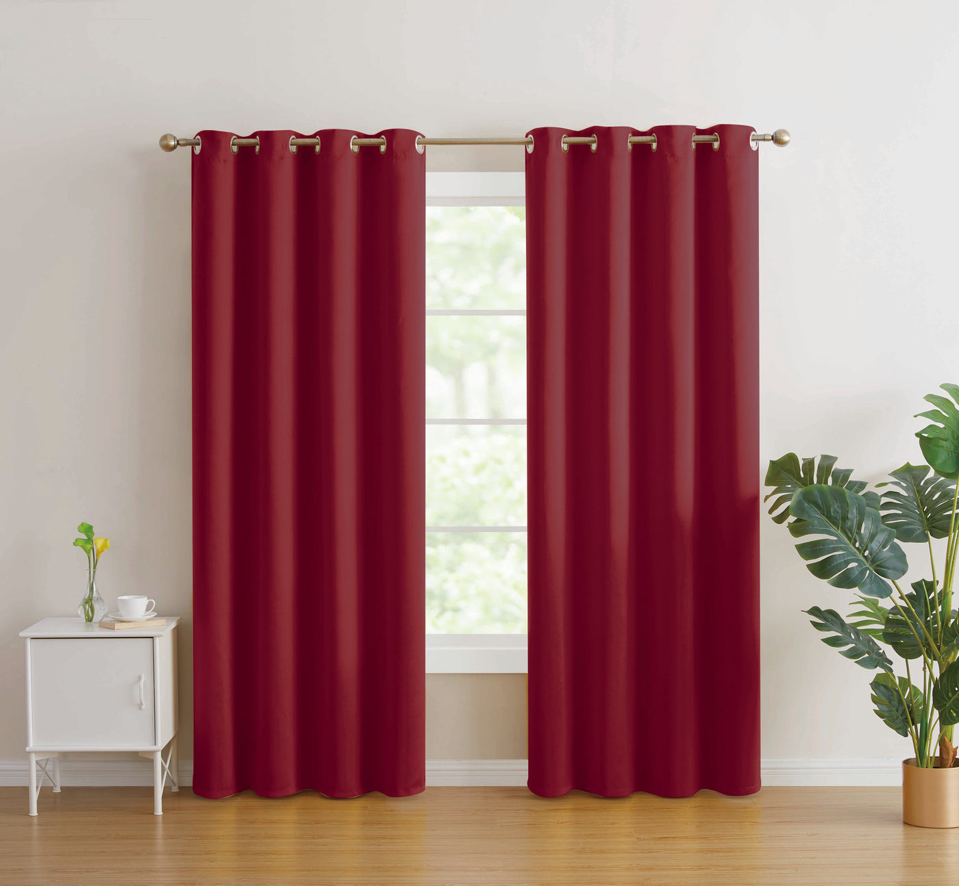 2pc Solid Grommet Thermal Insulated Window Curtain Panels Room Darkening Blackout 84"