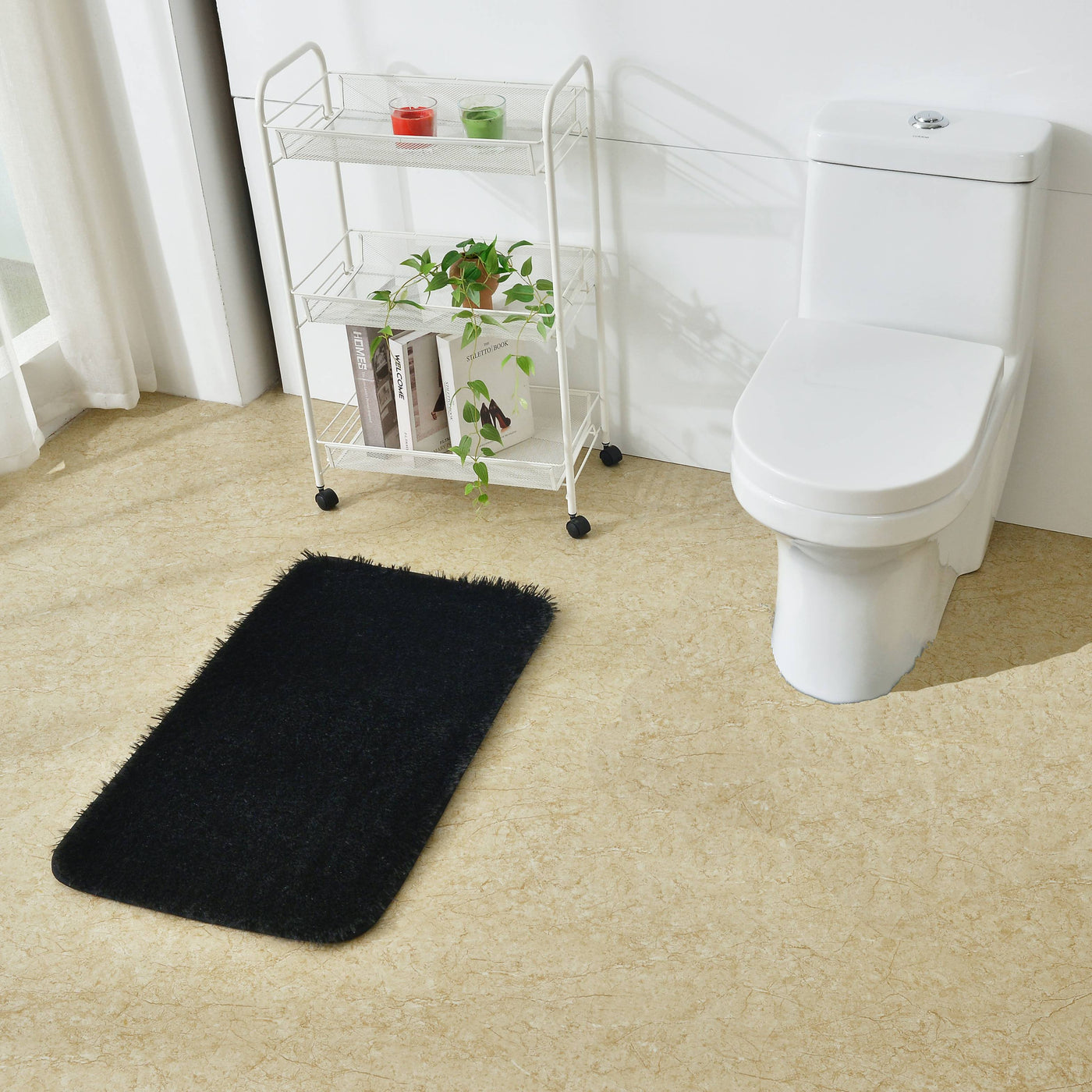 1pc/2pc/3pc Fluffy Bathroom Shaggy Rugs Toilet Lid Bathroom Decor Set Soft & Washable | Jenin Home Furnishing.
