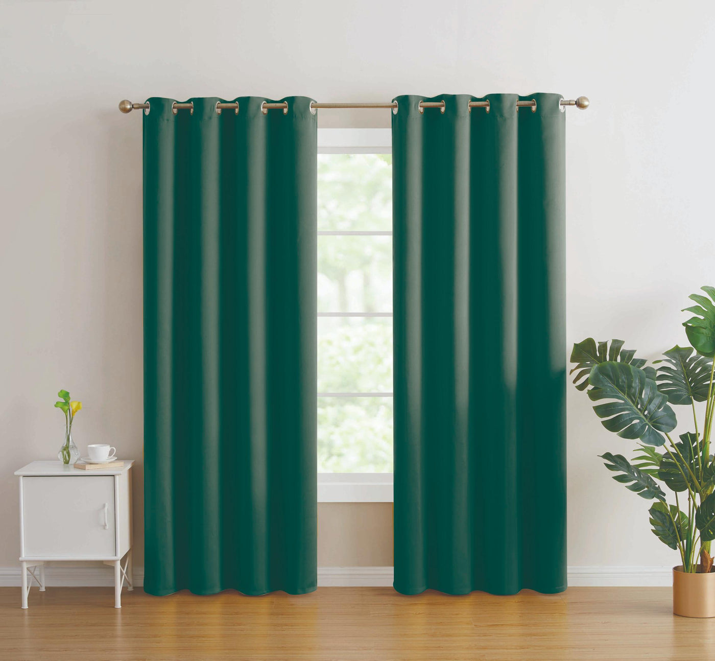 2pc Solid Grommet Thermal Insulated Window Curtain Panels Room Darkening Blackout 108"