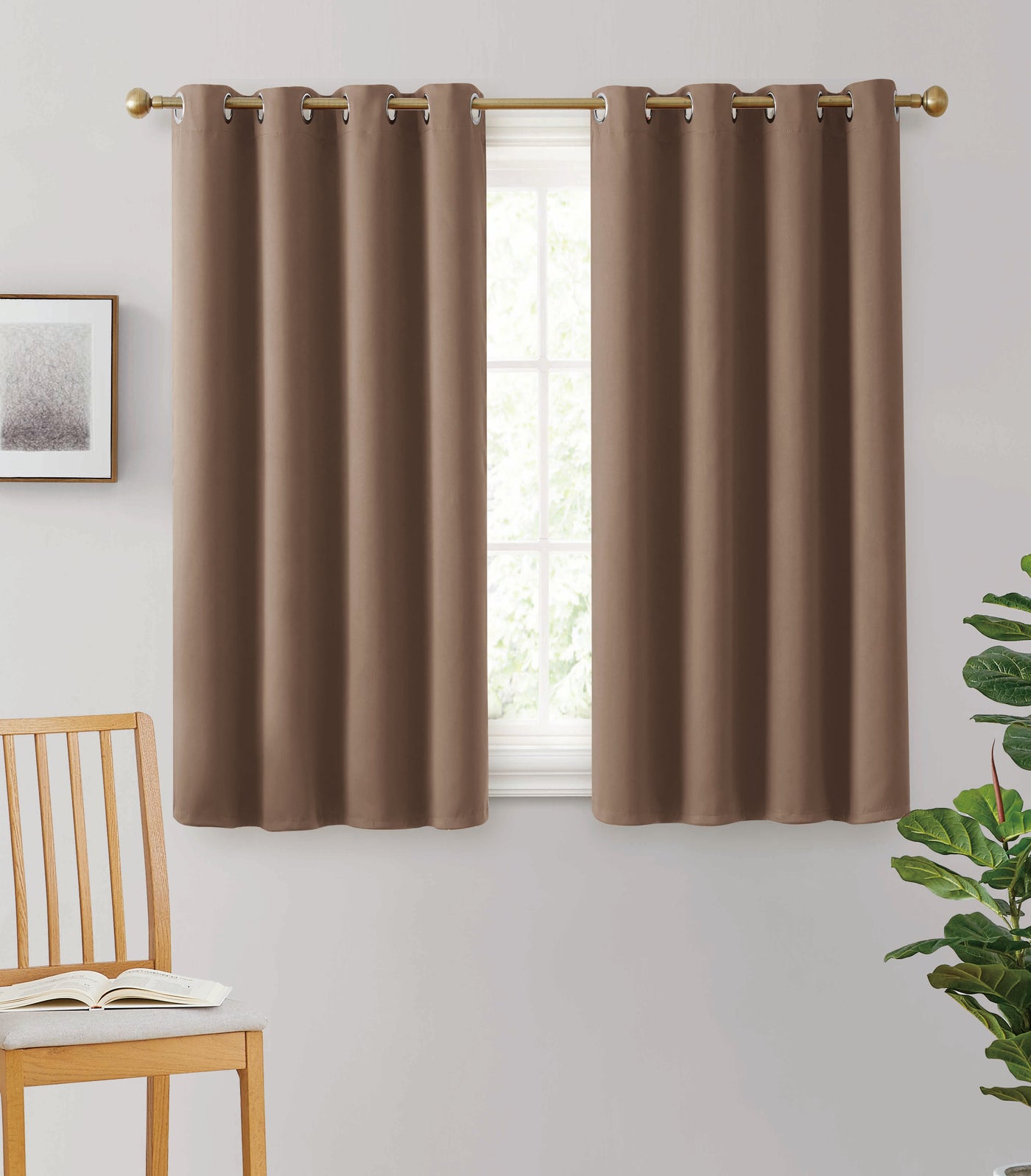 2pc Solid Grommet Thermal Insulated Window Curtain Panels Room Darkening Blackout 54"