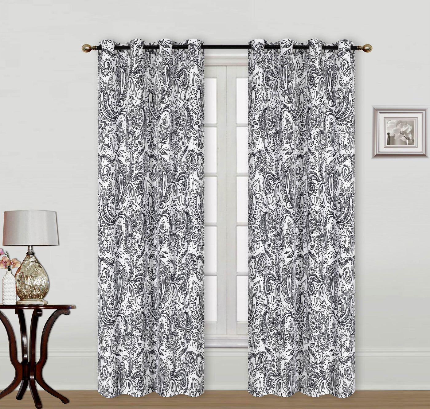 1PC JACQUARD PRINTED FAUX LINEN PANEL WITH 8 GROMMETS BT210 | Jenin Home Furnishing.