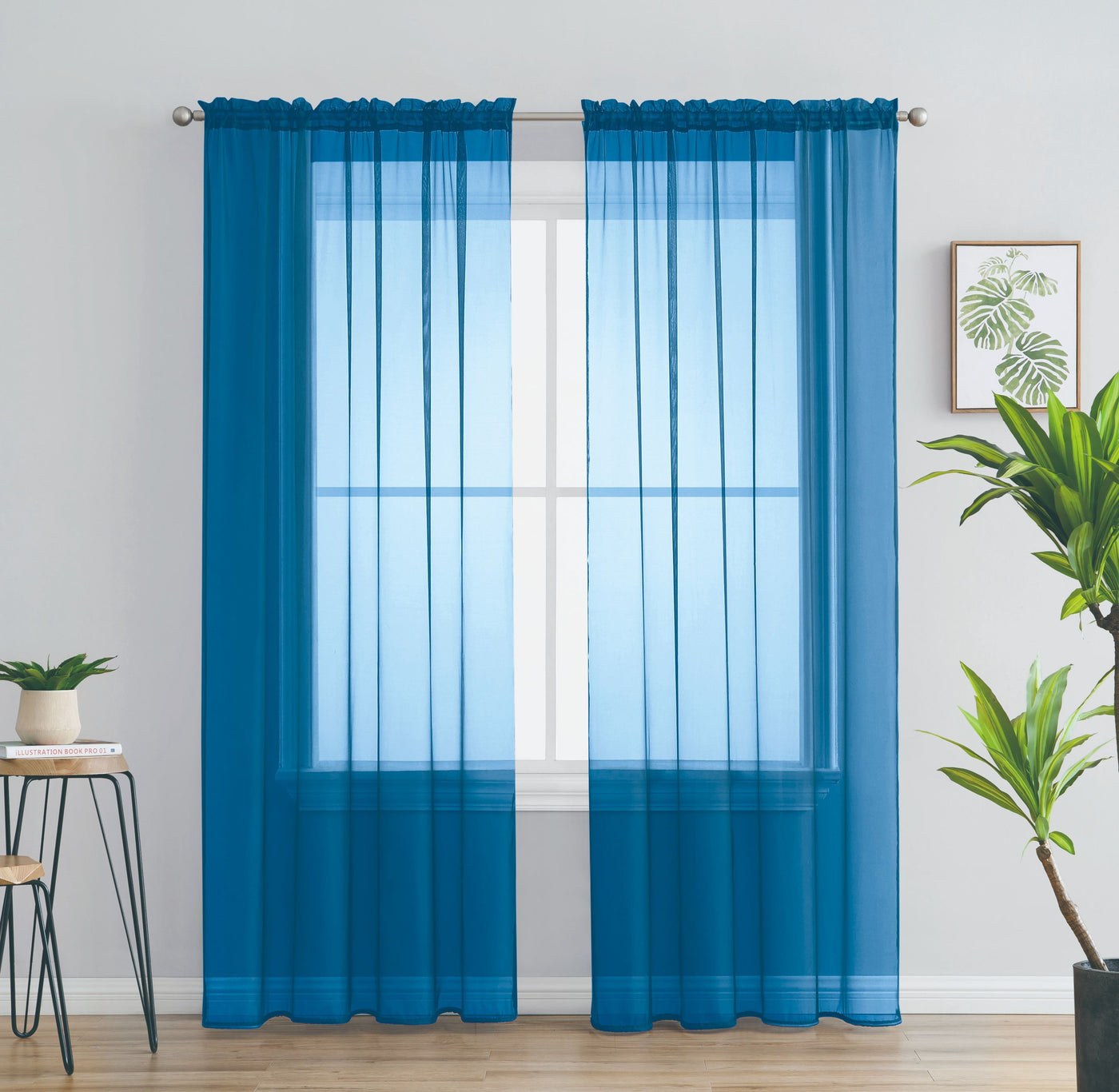 Solid Voile Rod Pocket Sheer Curtains for Bedroom Drapes Set of 2 90" Curtains for Bedroom Panels Window Treatment Home Decor 90" - Jenin-Home-Furnishing.CURTAINS
