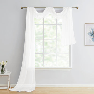 Solid Sheer Scarf For Window Treatment Decorative Wedding Valance Curtain 37 x 216" - Jenin-Home-Furnishing.CURTAINS